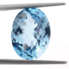 SKY BLUE TOPAZ CHECKER CUT OVAL 16X12MM 10.20 Cts.