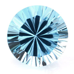 SKY BLUE TOPAZ CONCAVE STRAIGHT FACETED ROUND (DES#77) 14MM 11.51 Cts.