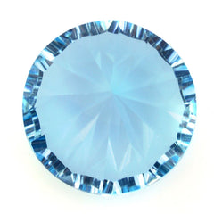 SKY BLUE TOPAZ CONCAVE STRAIGHT FACETED ROUND (DES#77) 14MM 11.51 Cts.