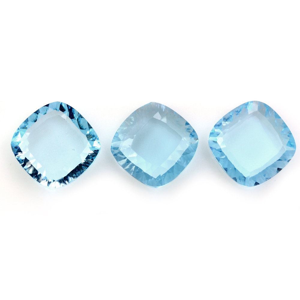 SKY BLUE TOPAZ CONCAVE CUSHION FLAT COIN (DES#144) 12MM 6.23 Cts.