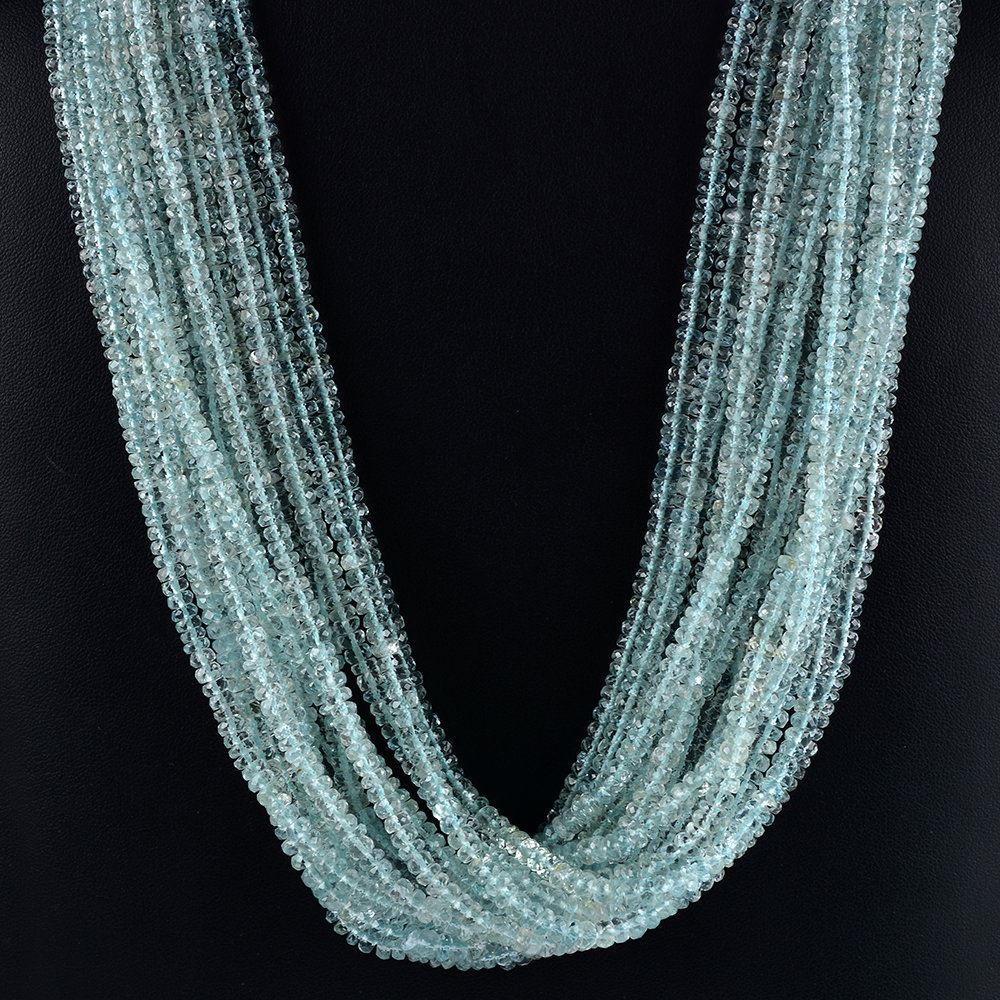 AQUAMARINE 4.00-6.00MM FACETED ROUNDEL BEADS 16" LINE