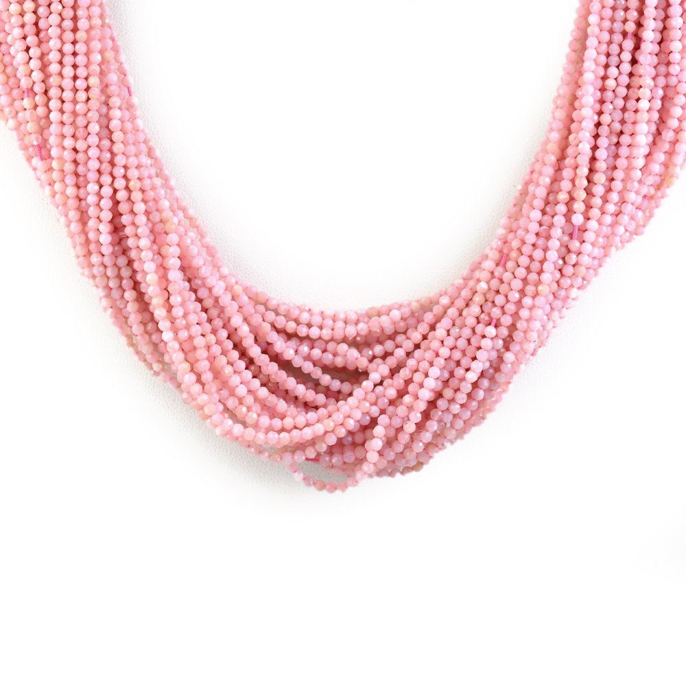 PINK OPAL 2.25MM FACETED ROUND BEADS 12.50" PER LINE