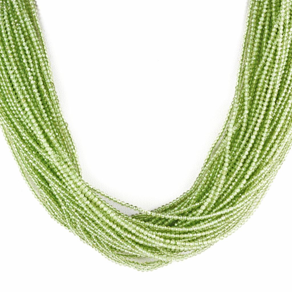 PERIDOT 2.00-2.20MM FACETED ROUND BEADS 12.50" PER LINE
