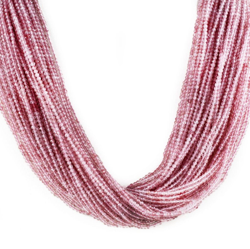 PINK STRAWBERRY QUARTZ 2.00-2.20MM FACETED ROUND BEADS 12.50" PER LINE