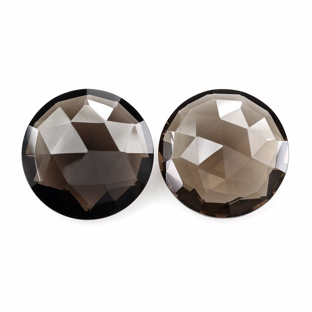 SMOKY QUARTZ ROSE CUT BRIOLETTE ROUND 16MM 10.13Cts.