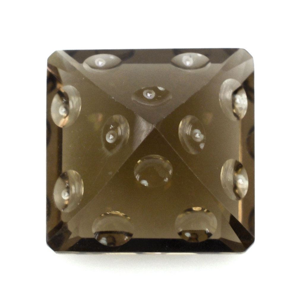 SMOKY QUARTZ SUPPER BUBBLE SQUARE OCTAGON (DES#118) 12MM 7.03 Cts.