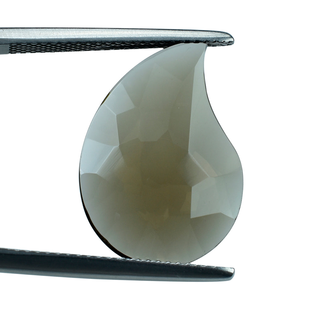 SMOKY QUARTZ IRREGULAR CUT BRIOLETTE CARVED MANGO SHAPE (DES#157) (MEDIUM) 20X14MM 6.18 Cts.