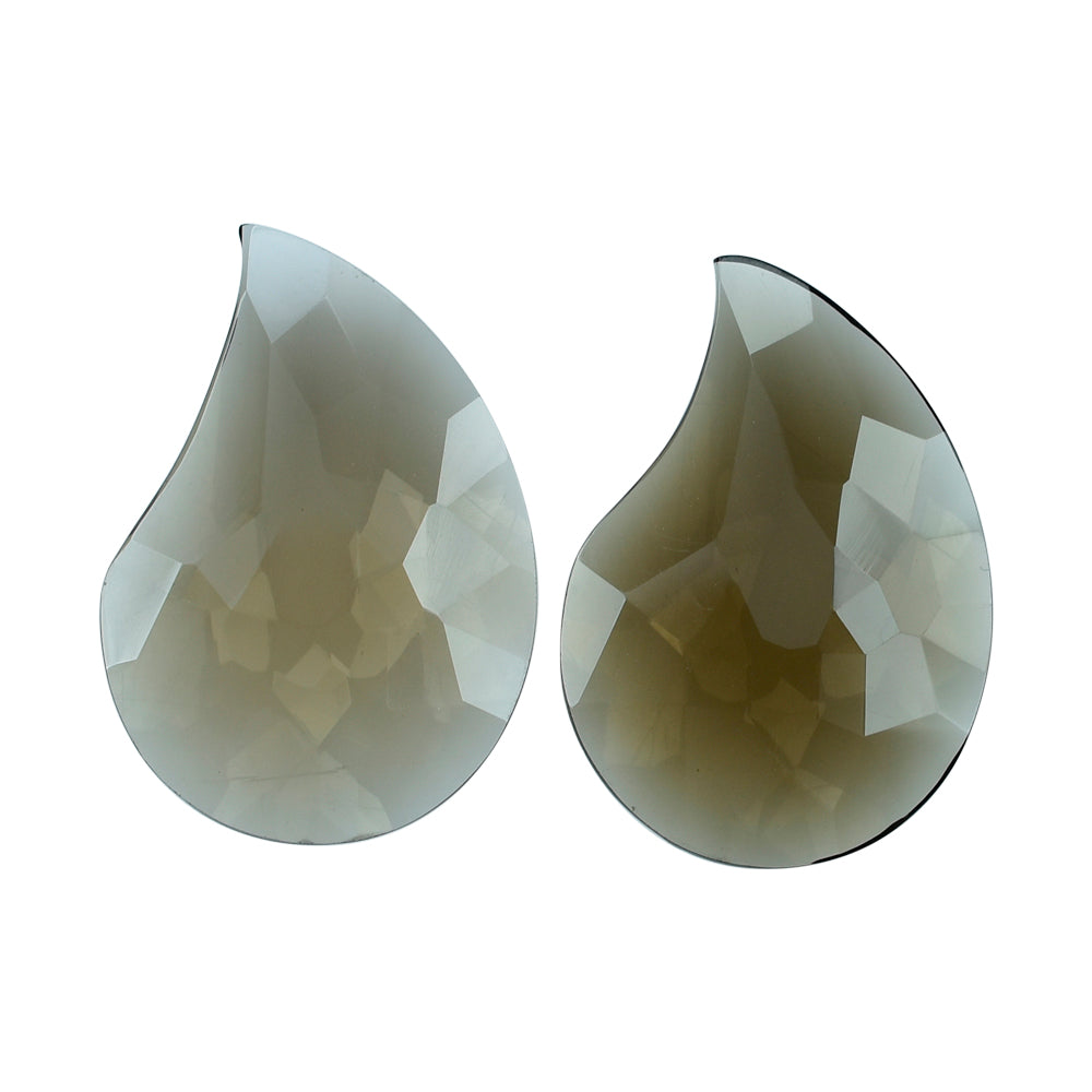 SMOKY QUARTZ IRREGULAR CUT BRIOLETTE CARVED MANGO SHAPE (DES#157) (MEDIUM) 20X14MM 6.18 Cts.