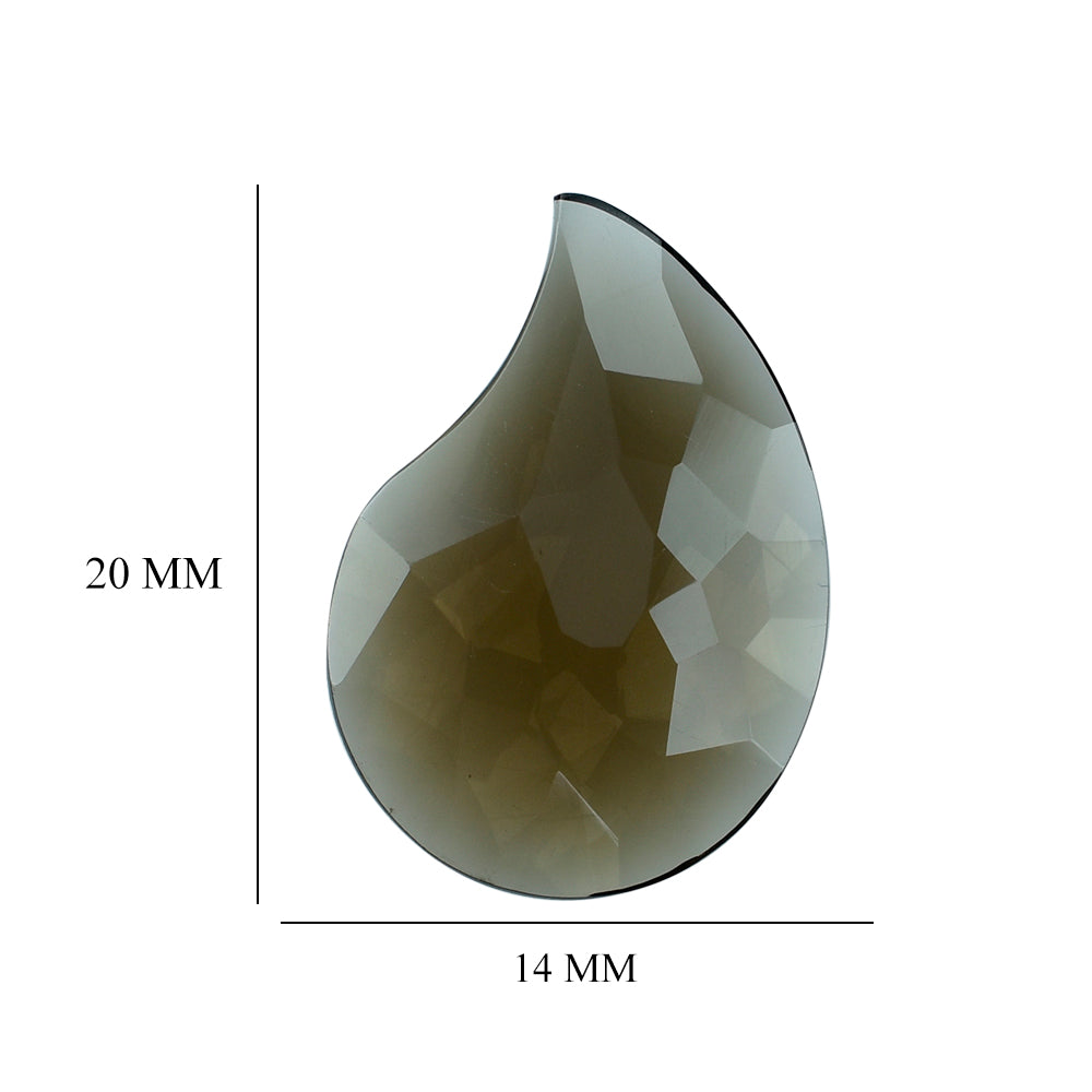 SMOKY QUARTZ IRREGULAR CUT BRIOLETTE CARVED MANGO SHAPE (DES#157) (MEDIUM) 20X14MM 6.18 Cts.