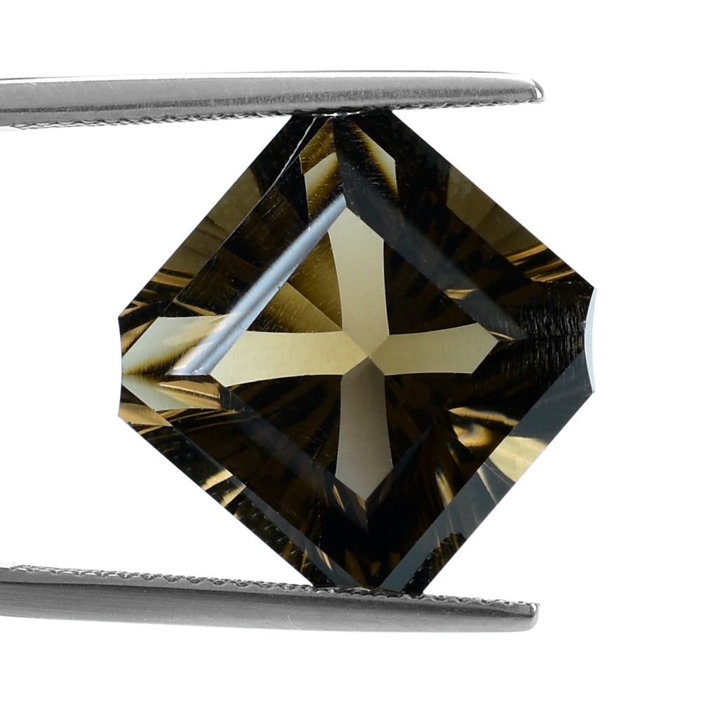 SMOKY QUARTZ ASSCHER CUT SQUARE-OCTAGON (DES#139) 15MM 14.05 Cts.