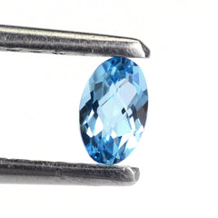 SWISS BLUE TOPAZ CHECKER CUT OVAL 5X3MM 0.30 Cts.