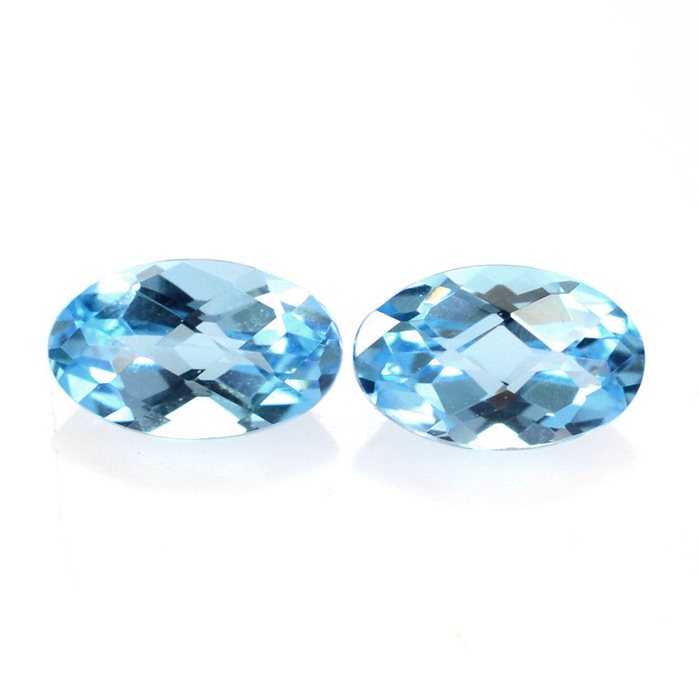 SWISS BLUE TOPAZ CHECKER CUT OVAL 5X3MM 0.30 Cts.
