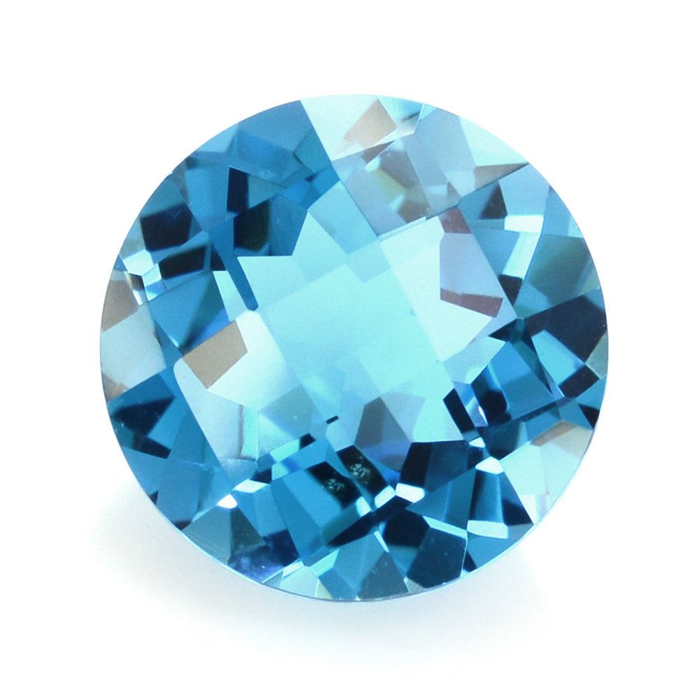 SWISS BLUE TOPAZ CHECKER CUT ROUND 10MM 4.20 Cts.