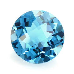 SWISS BLUE TOPAZ CHECKER CUT ROUND 10MM 4.20 Cts.