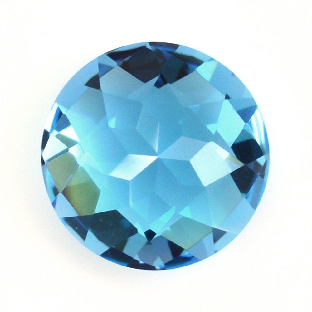 SWISS BLUE TOPAZ CHECKER CUT ROUND 10MM 4.20 Cts.
