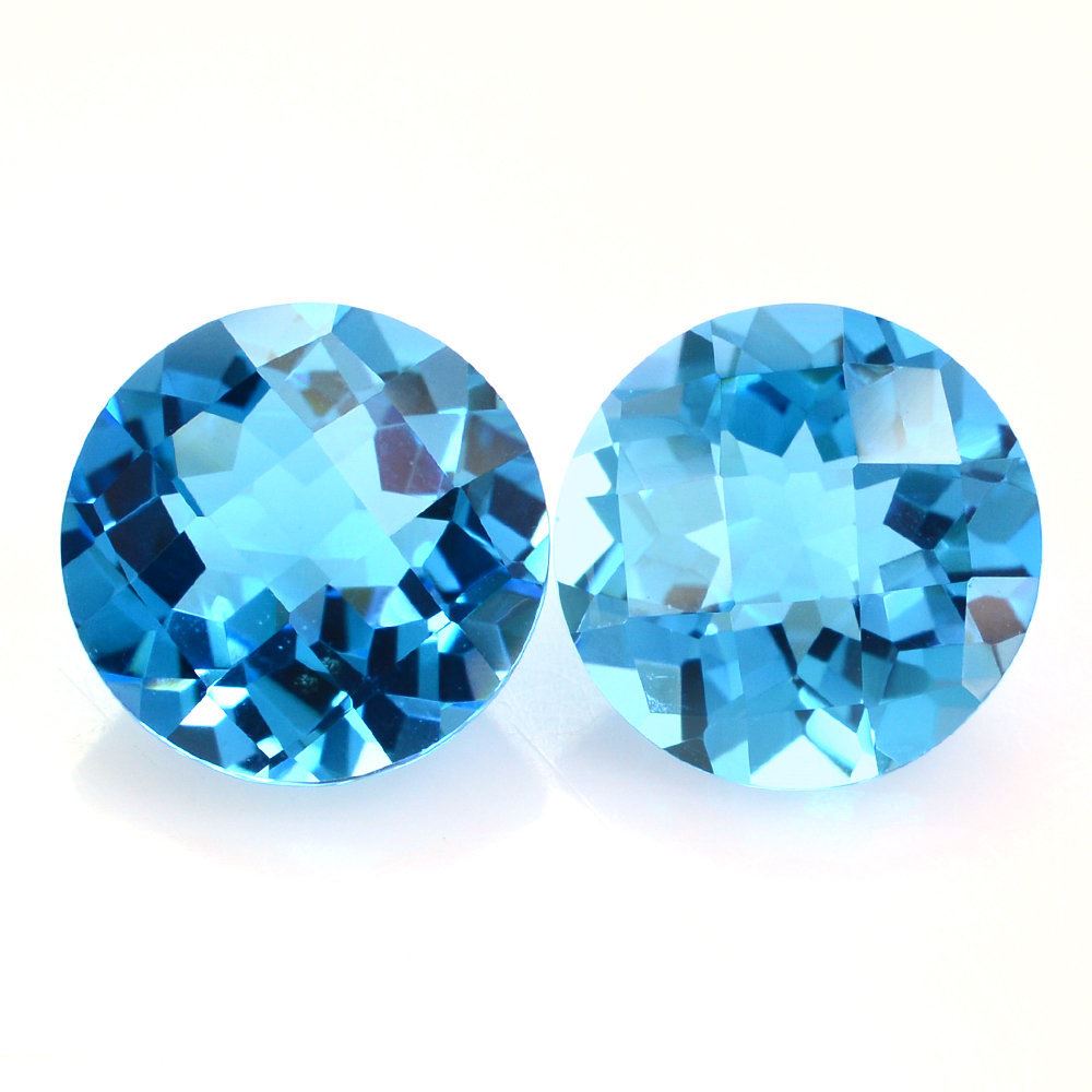 SWISS BLUE TOPAZ CHECKER CUT ROUND 10MM 4.20 Cts.