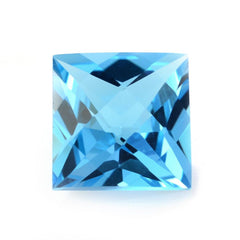 SWISS BLUE TOPAZ CHECKER ON TOP PRINCESS CUT BACK SQUARE 8MM 3 Cts.