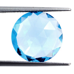 SWISS BLUE TOPAZ ROSE CUT BRIOLETTE ROUND 14MM 7.26 Cts.