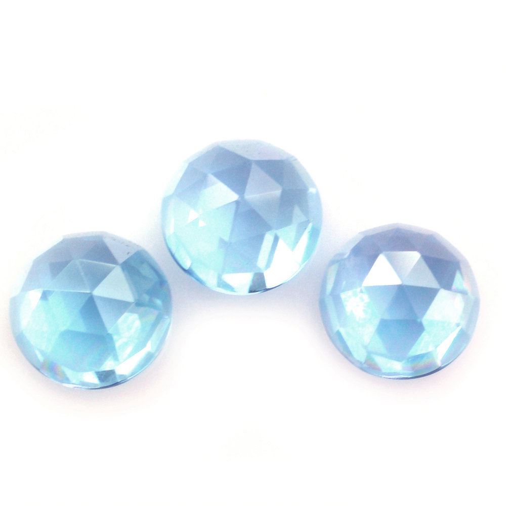 SWISS BLUE TOPAZ ROSE CUT ROUND CAB 6MM 1.00 Cts.