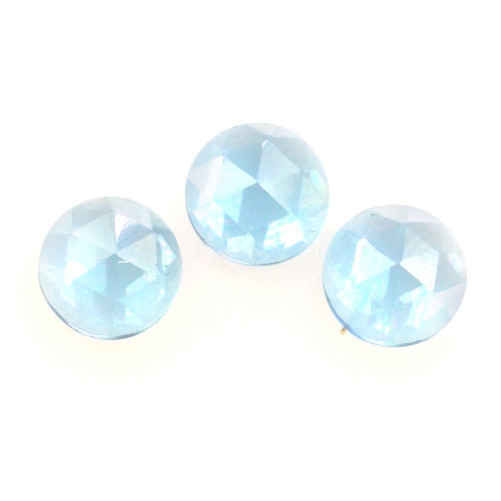 SWISS BLUE TOPAZ ROSE CUT ROUND CAB 3MM 0.13 Cts.