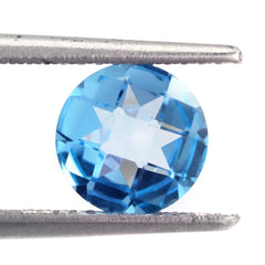 SWISS BLUE TOPAZ CHECKER CUT ROUND 7MM 1.54 Cts.