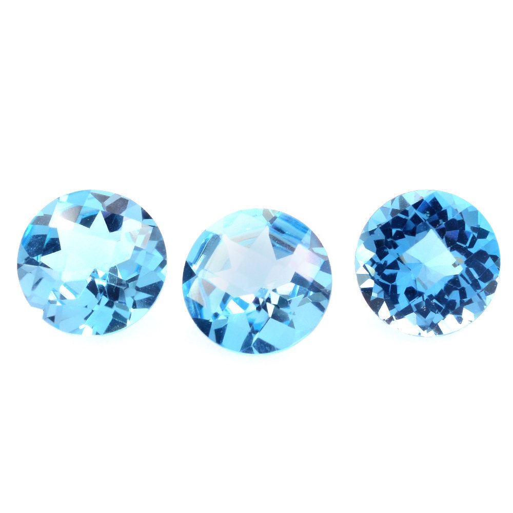 SWISS BLUE TOPAZ CHECKER CUT ROUND 7MM 1.54 Cts.