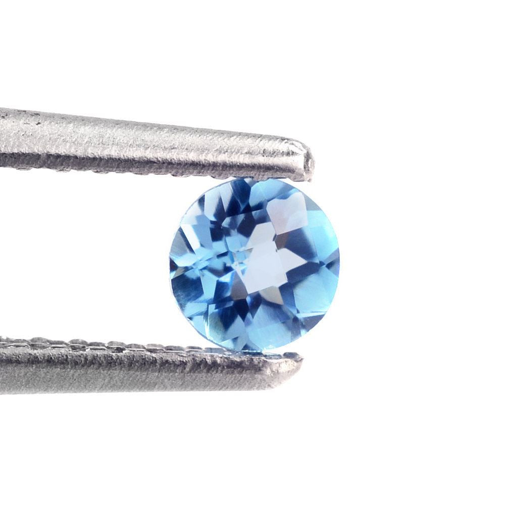 SWISS BLUE TOPAZ CHECKER CUT ROUND 3.50MM 0.27 Cts.