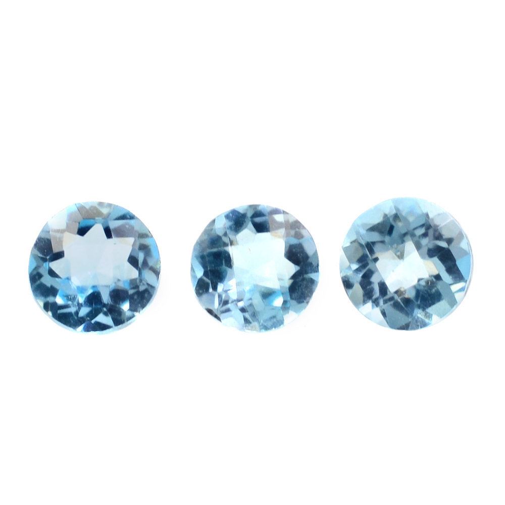 SWISS BLUE TOPAZ CHECKER CUT ROUND 3MM 0.15 Cts.