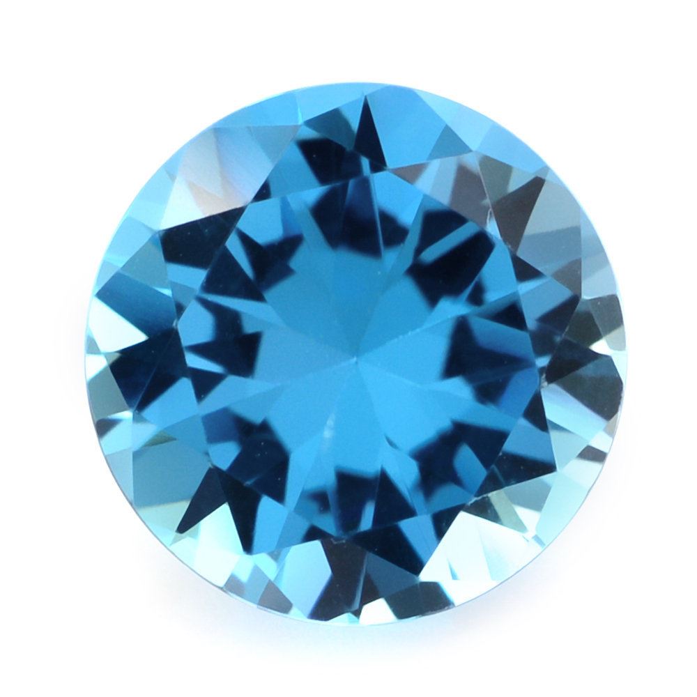 SWISS BLUE TOPAZ DIAMOND CUT ROUND 10MM 3.88 Cts.