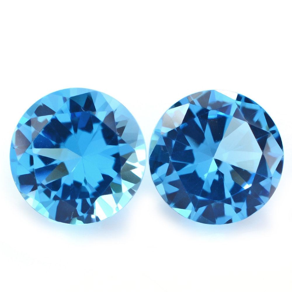 SWISS BLUE TOPAZ DIAMOND CUT ROUND 10MM 3.88 Cts.