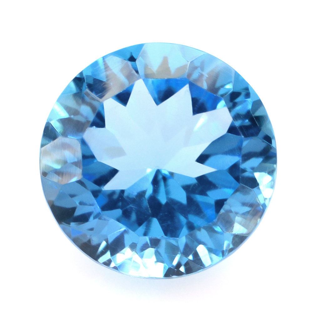 SWISS BLUE TOPAZ CONCAVE CUT ROUND (DES#45) 9MM 3.50 Cts.
