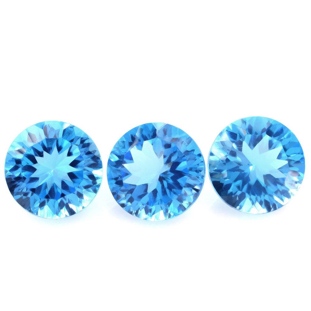 SWISS BLUE TOPAZ CONCAVE CUT ROUND (DES#45) 9MM 3.50 Cts.