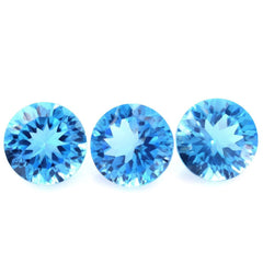 SWISS BLUE TOPAZ CONCAVE CUT ROUND (DES#45) 9MM 3.50 Cts.