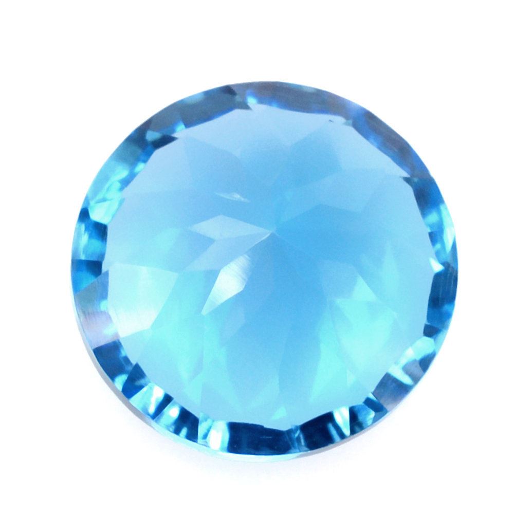 SWISS BLUE TOPAZ CONCAVE CUT ROUND (DES#45) 10MM 4.50 Cts.