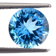 SWISS BLUE TOPAZ CONCAVE CUT ROUND (DES#45) 9MM 3.20 Cts.