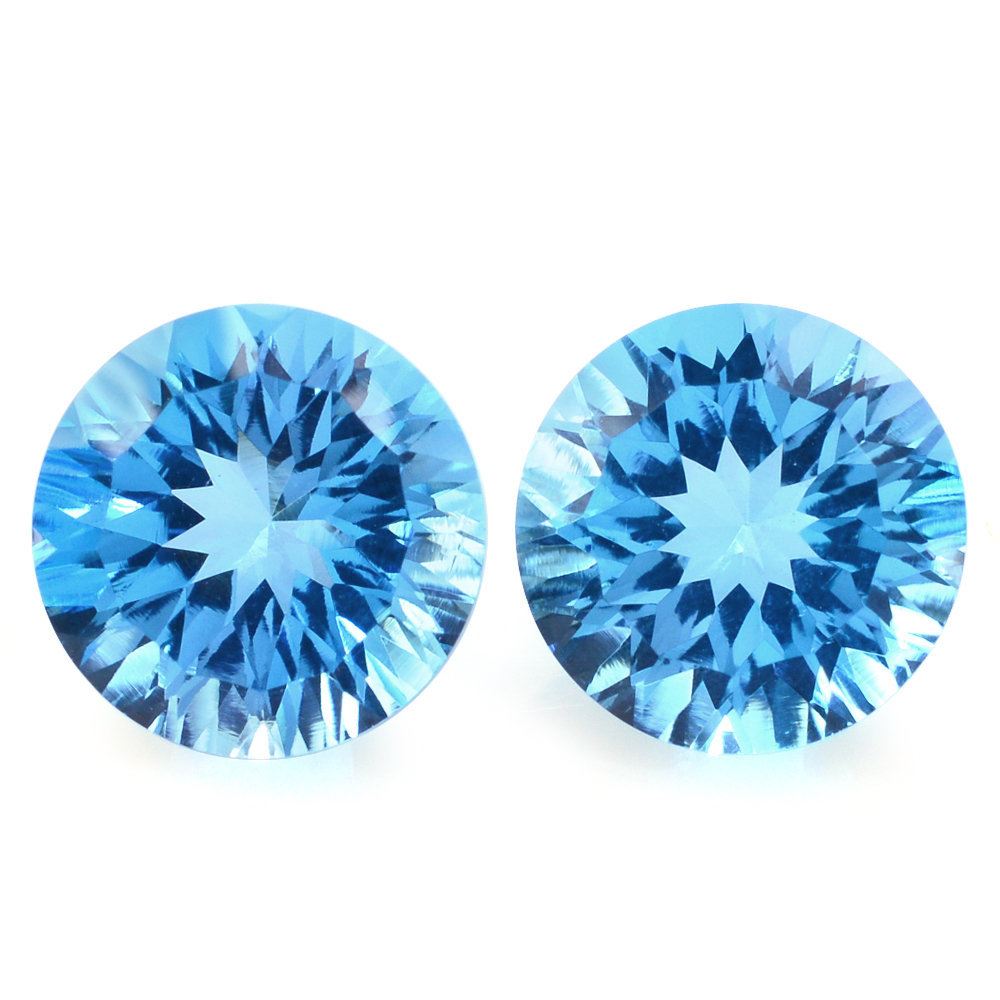 SWISS BLUE TOPAZ CONCAVE CUT ROUND (DES#45) 9MM 3.20 Cts.
