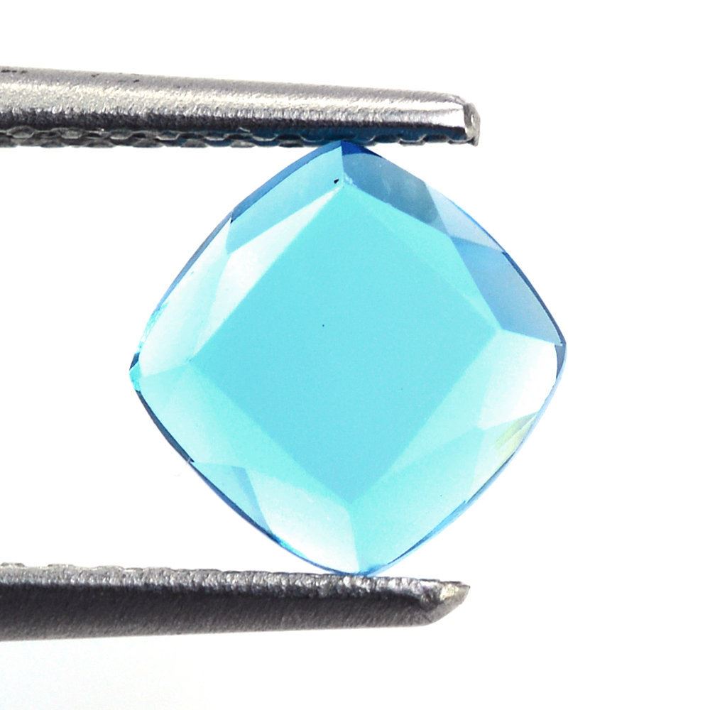 SWISS BLUE TOPAZ TABLE CUT CUSHION FLAT BOTTOM 6MM 1.17 Cts.