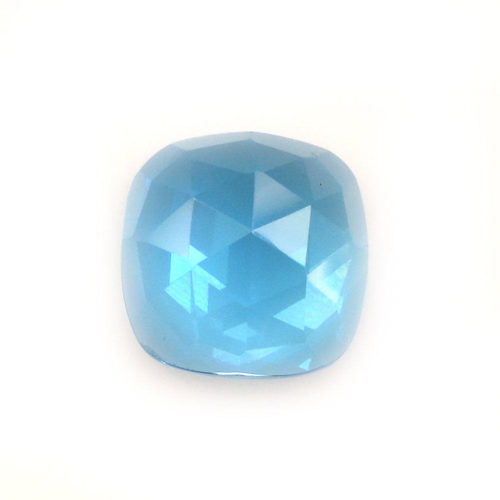 SWISS BLUE TOPAZ ROSE CUT CUSHION CAB 7MM 1.83 Cts.