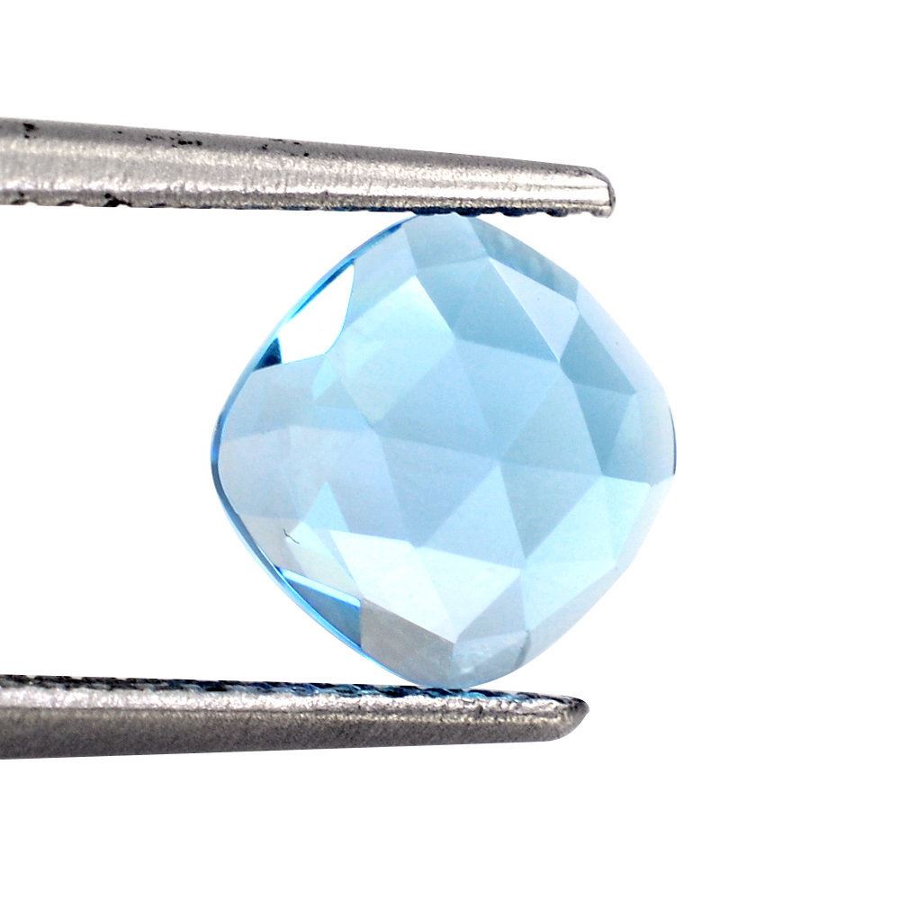 SWISS BLUE TOPAZ ROSE CUT CUSHION CAB 7MM 1.83 Cts.