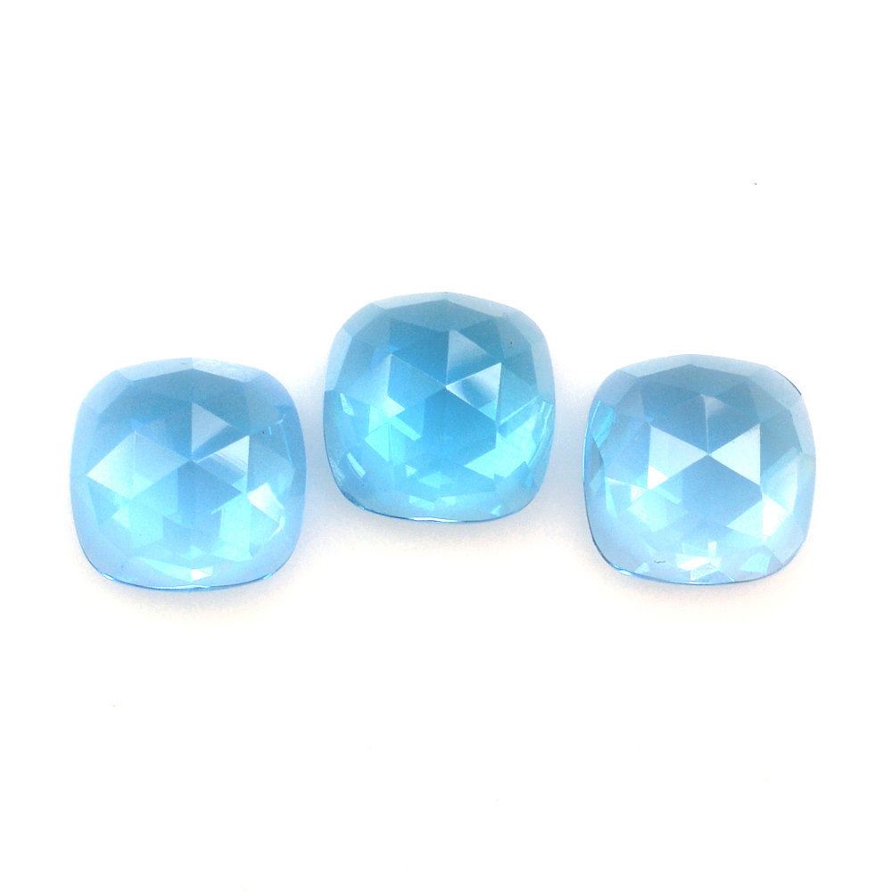 SWISS BLUE TOPAZ ROSE CUT CUSHION CAB 7MM 1.83 Cts.