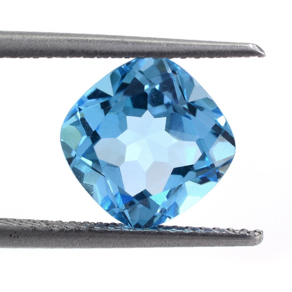 SWISS BLUE TOPAZ CUT CUSHION 9MM 3.53 Cts.