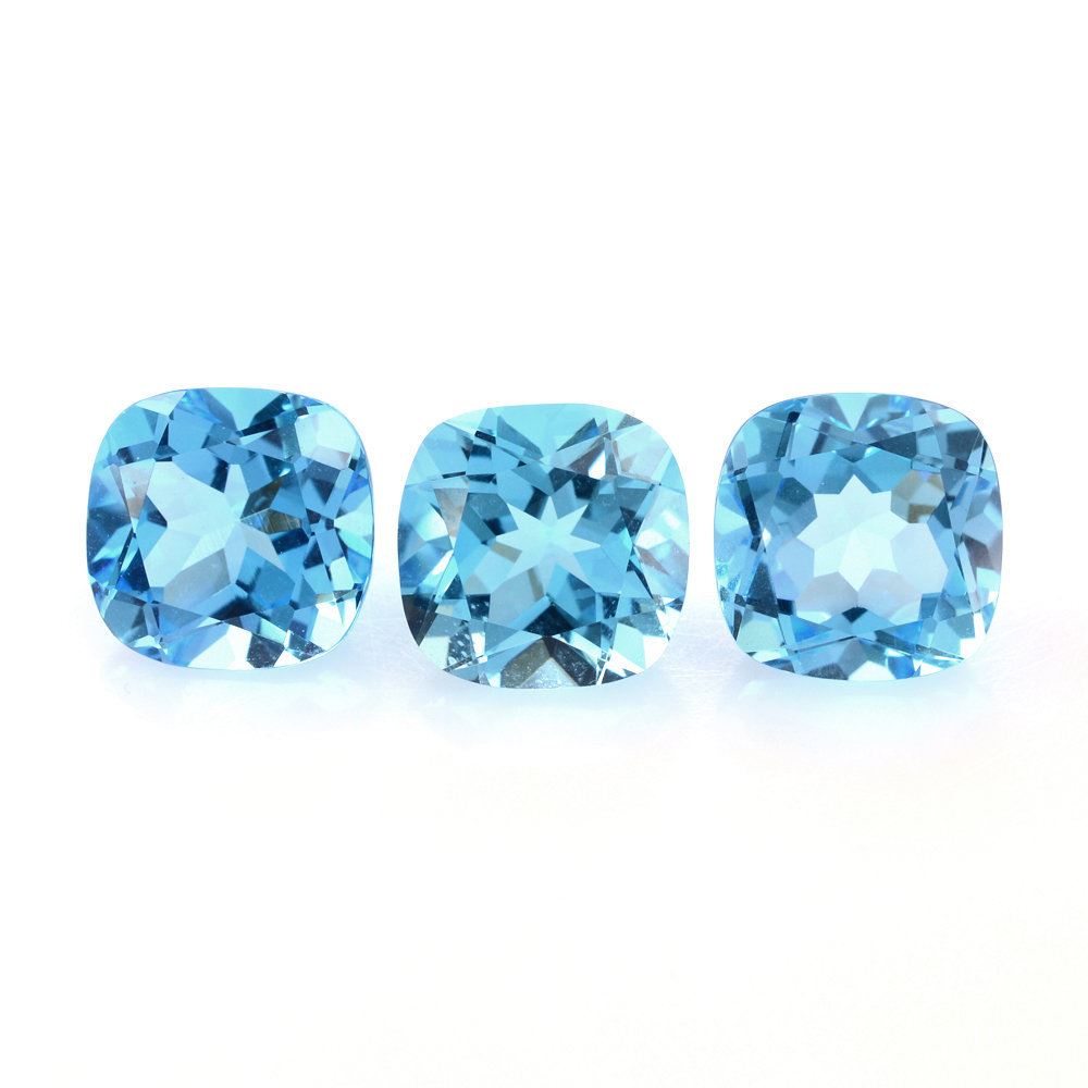 SWISS BLUE TOPAZ CUT CUSHION 9MM 3.53 Cts.