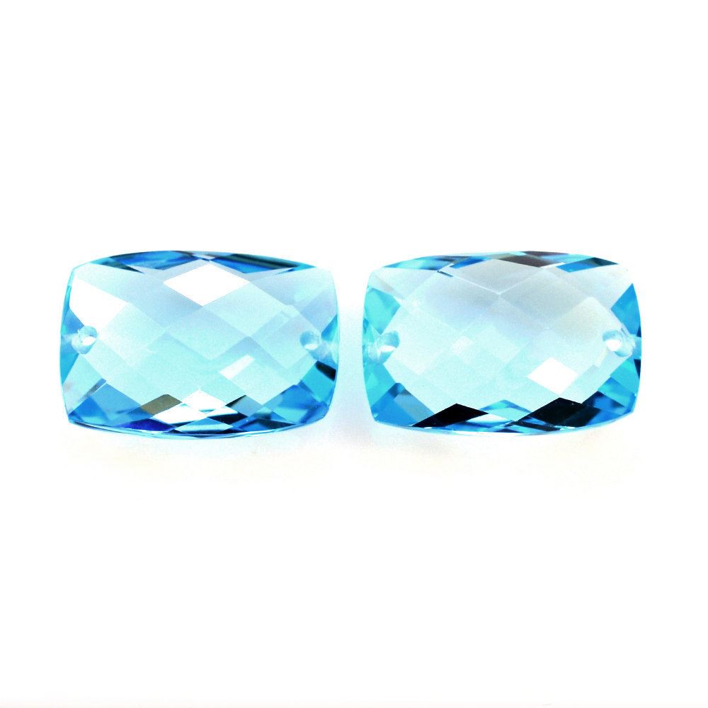 SWISS BLUE TOPAZ BRIOLETTE CUSHION (TWO FULL DRILL) 12X8MM 4.20 Cts.