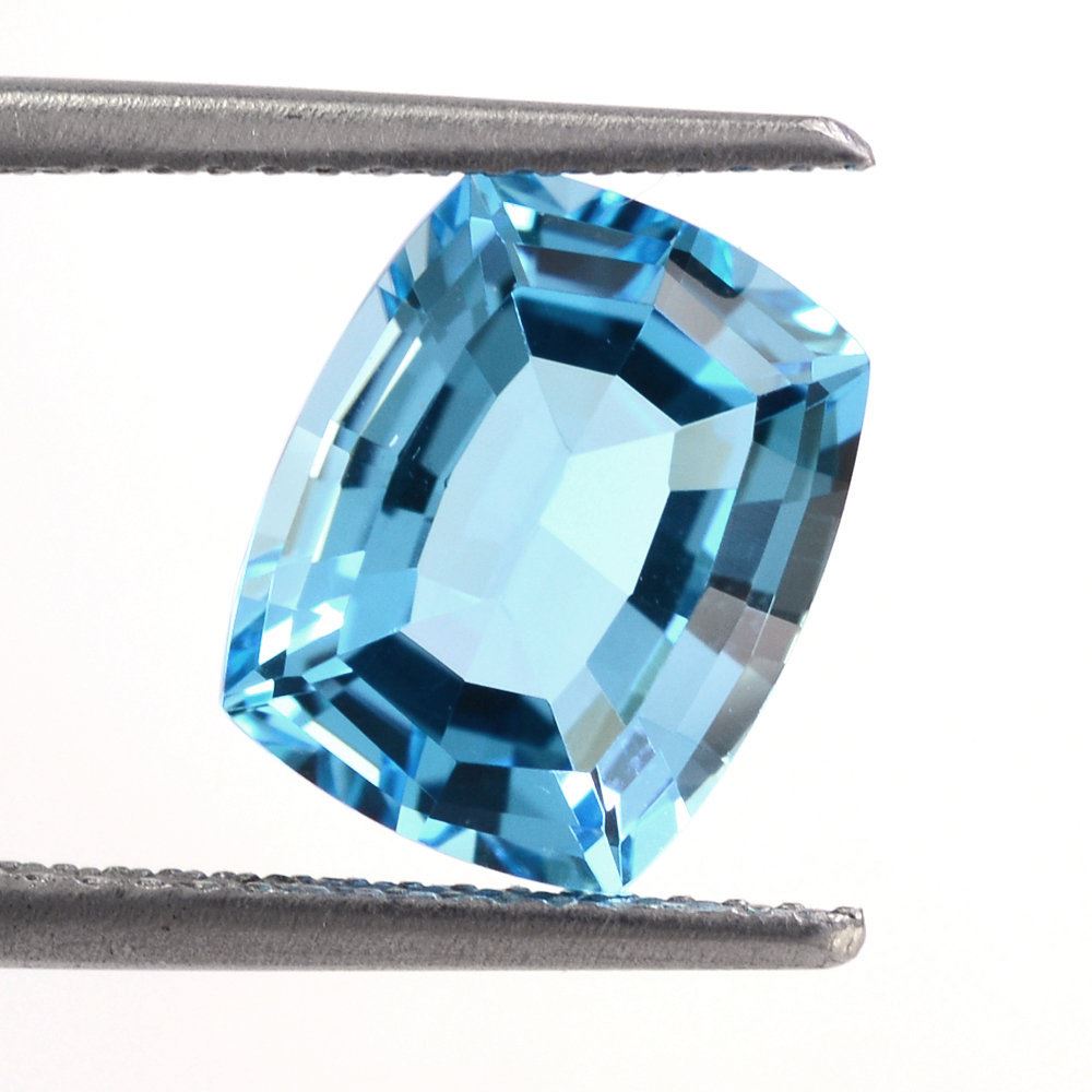 SWISS BLUE TOPAZ STEP CUT CUSHION 10X8MM 3.53 Cts.