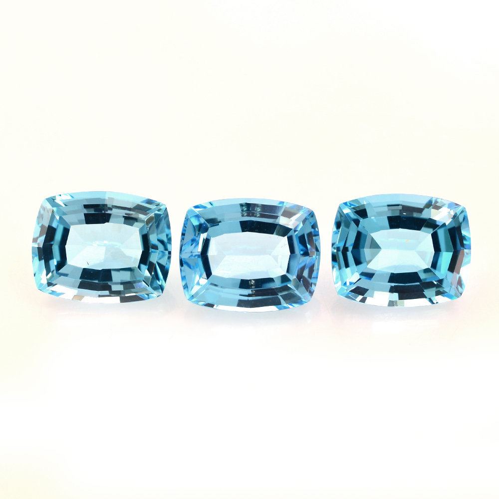 SWISS BLUE TOPAZ STEP CUT CUSHION 10X8MM 3.53 Cts.
