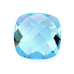 SWISS BLUE TOPAZ CHECKER CUT CUSHION 10MM 5.13 Cts.