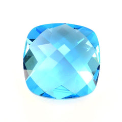SWISS BLUE TOPAZ CHECKER CUT CUSHION 10MM 5.13 Cts.