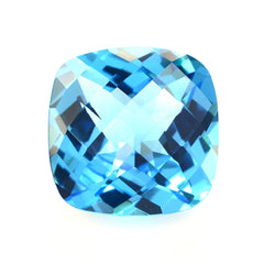 SWISS BLUE TOPAZ CHECKER CUT CUSHION 11MM 6.68 Cts.