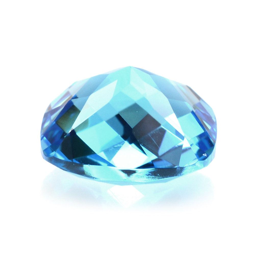 SWISS BLUE TOPAZ CHECKER CUT CUSHION 11MM 6.68 Cts.