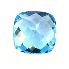 SWISS BLUE TOPAZ CHECKER CUT CUSHION 11MM 6.68 Cts.